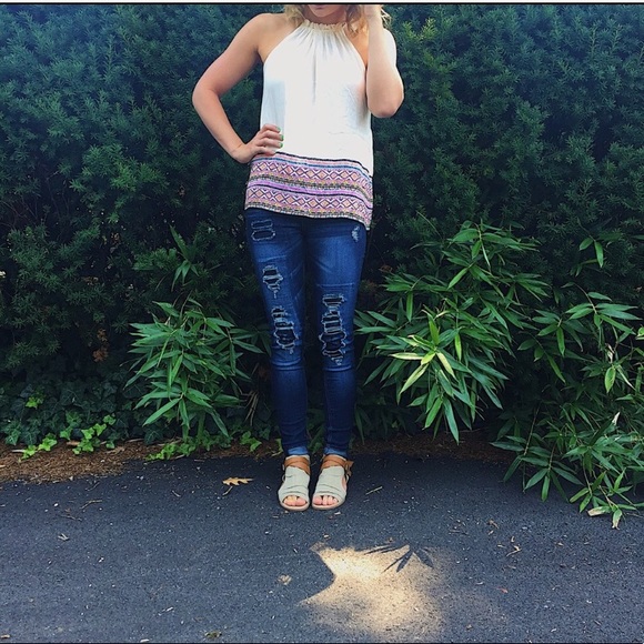 hippie laundry Denim - Distressed dark wash jeans